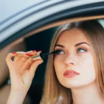 Woman applying eyelash tinting Woman applying eyelash tinting