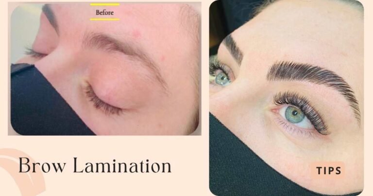 Before and after brow lamination transformation on sparse eyebrows at Iconic Brow N Lash, North Lakes