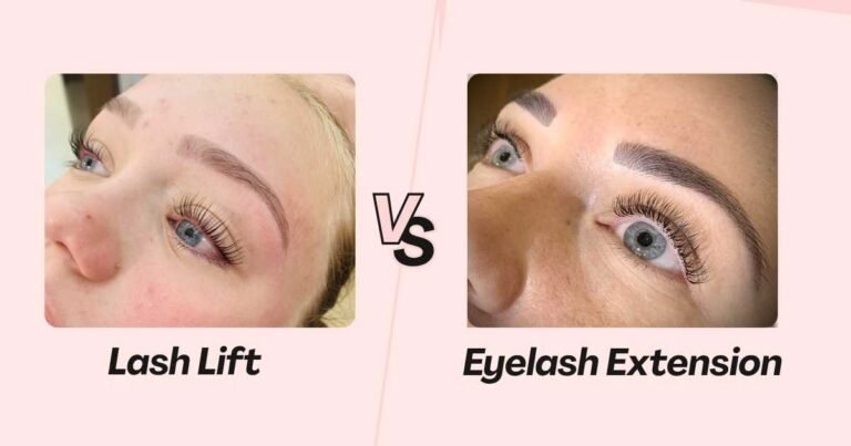 Comparison of a natural lash lift and eyelash extensions at Iconic Brow N Lash, Westfield North Lakes