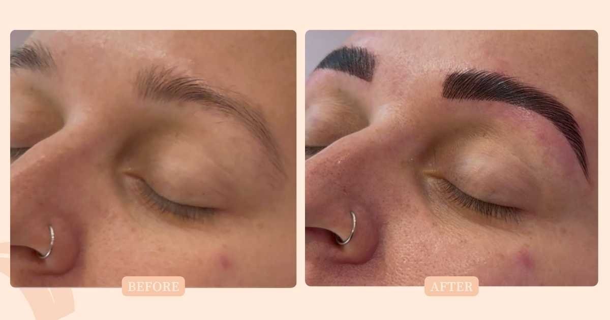 Before and after brow lamination at Iconic Brow N Lash in North Lakes