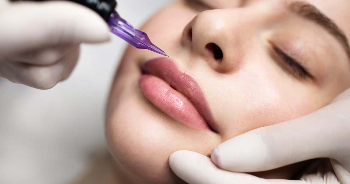 Soft pink healed lip blush cosmetic tattoo result at Iconic Brow Wax N Beauty, Westfield North Lakes